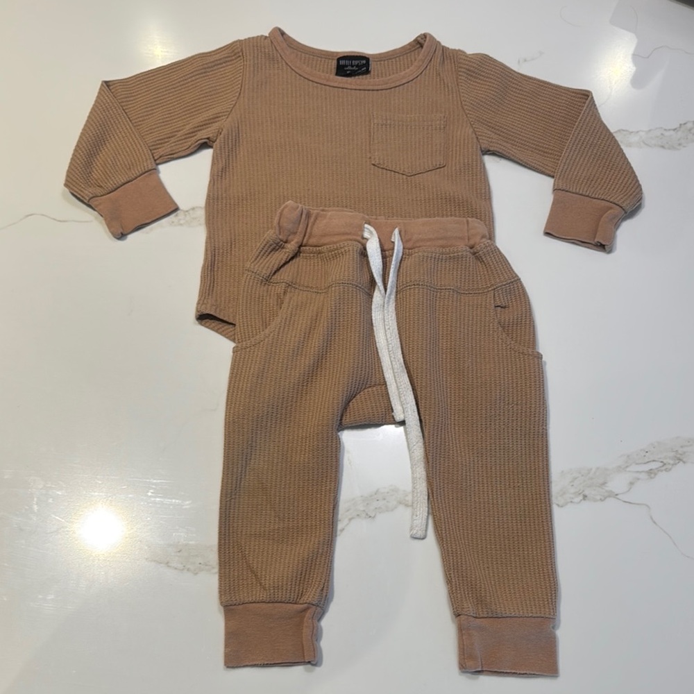 Little Bipsy Waffle knit Sweatpants & Joggers Set